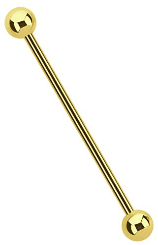 Industrial, Intim, Ohr Piercing 316L Stahl Stab 1,6 x 32 mm Gold