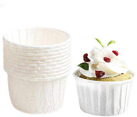 Spesh 50 st mini muffinsfodral, fodral, folie, metalliska kakkoppar, oljesäkra bakformar för födelsedag, bröllop, jul (vit)