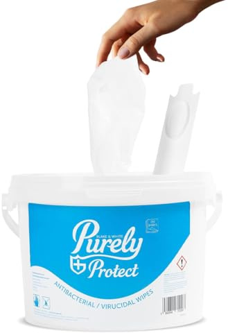 Blake & White Purely Protect Virucidal & Antibacterial Wipes - Fast Drying Biodegradable Multi Purpose Cleaning Wipes for Household Surfaces - Tub of 250 sheets