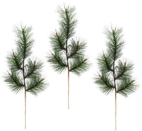 Künstlicher Kiefernzweig Tannenzweig Kunstast Dekozweig Dekoast Tannengrün Adventskranz Deko Zubehör für Kranz Girlande Weihnachtsdekoration Stiel Kunstzweig Kunstblume Ast Immergrün Koniferen