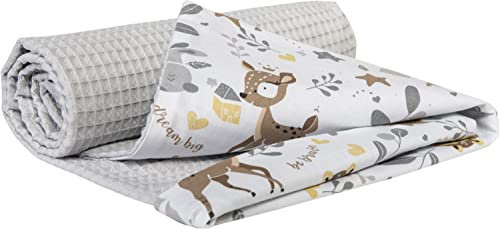 Medi Partners Babydecke Baby Decke Neugeborenen - Kuscheldecke Geschenk Babydecken 75x100cm für Kleinkinder Mädchen Krabbeldecke Kinderbett Kinderwagen 100% Baumwolle (REH mit Grauer Waffel)
