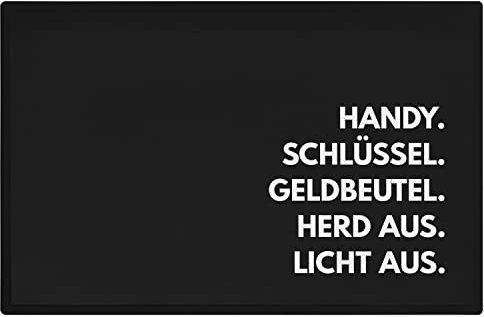 Trendation - Handy Schlüssel Herd Aus Fußmatte Geschenk Lustige Checkliste Innen und Außenbereich Fussmatte 60x40 cm