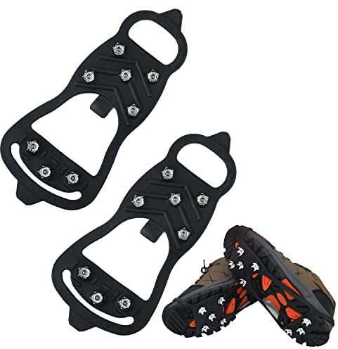 1 Paire de Pointes, Pointes antidérapantes universelles, Couvre-Chaussures à Griffes à Neige avec 8 Clous en Acier, équipement d'alpinisme en Silicone, adapté aux Jours de Neige. (M)