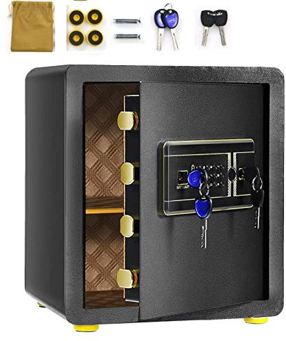 TANGZON Electronic Safe Box, Steel High Security Cabinet Safe with 2/3 Access Ways, Warning System, Digital Keypad, Removable Shelf & Keys for Home Office Hotel (36x31x41cm, with Built-in Safe)