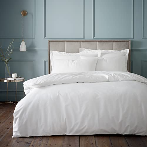 Bianca Fine Linens Bedding 180 Thread Count Egyptian Cotton Double Duvet Cover Set with Pillowcases White