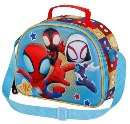 Marvel Spiderman Three-Porta Merenda 3D, Blu, 25.5 x 20 cm