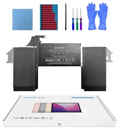 ASMARK MacBook Air A2179 Batteri för 13-tums (2020) A1965 Laptop Batteri | 11,4 V 4800 mAh 55 Wh, EMC 3302, upp till 1 000 cykler, verktygssats, installationsguide