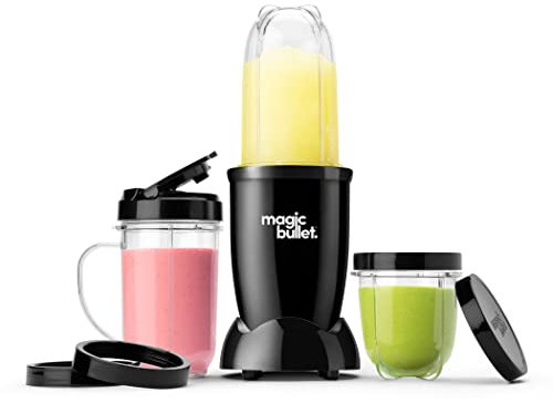 Magic Bullet, Blender électrique, Broyeur, Smoothie Blender, Blender multifonction, Puissance 200 Watt, tasses de 560ml et 355ml Noir, MBR10B