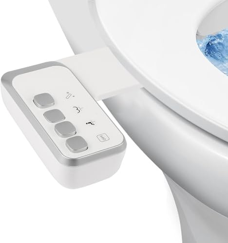 Accesorio de bidé para inodoro, bidé higiénico de doble boquilla no eléctrico, autolimpieza y presión de agua ajustable para lavado frontal y trasero (manguera de polietileno mejorada)
