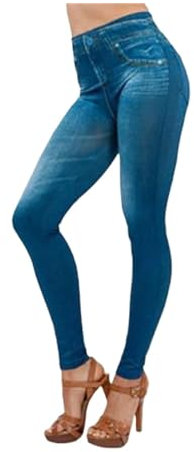 BQLFPOIHP Perfect Stretch Skinny Fit Pull-On Push-Up Plus-Size-Jeans-Leggings, Po-Lifting-Jeans for Damen (Color : Blue, Size : 2XL)