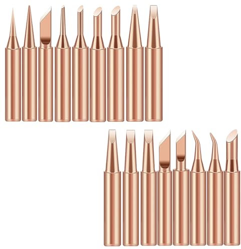 KUBDPQOR Panne Fer à Souder, 17 Pièces Multifonction 900M-T Pointe de Fer à Souder de Remplacement, Pannes à Souder Cuivre Pur Pointe de Fer à Souder Sans Plomb Convient à La Plupart Des Fer a Souder