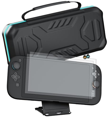 Hosanwell Funda 13 en 1 para Nintendo Switch 2, Que Incluye 2 Pantallas de Cristal Templado, Funda Protectora de Silicona, Tapas para Joystick y Soporte, Estuche rígido para Switch 2
