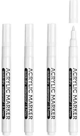 Yedtreg White Acrylic Paint Marker Pen- 3 Pack White Permanent Marker Pen, 0.7mm Extra Fine Tip Paint Pen for Art, Drawing, Rock Painting, Ceramic, Glass, Wood, Plastic, Metal, Canvas DIY Crafts