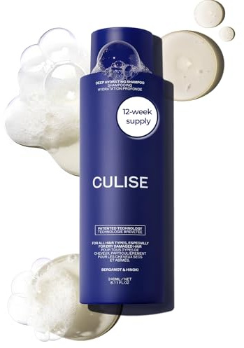 CULISE Korean Deep Hydrating Hair Shampoo for Dry, Damaged Color Treated - Instantly Moisturizes, Hydrates - Rice Water, Probiotics, Hyaluronic Acid, Argan Oil, Caffeine, Sulfate Free - 12-Week Supply