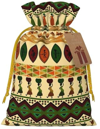 Bolsas de regalo con cordón y estampado africano tradicional de estilo bohemio, para temporada de vacaciones, cumpleaños, aniversarios y cualquier ocasión especial