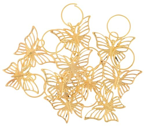 JOINPAYA Hair Jewelry Reliable and Versatile for Braids Golden Butterfly 12 Pcs with Elastic Iron Hair Cuffs and Rings Reggae Dreadlock Accessories for Women