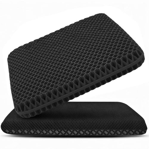 Cuscino per Sedia da Ufficio,Cuscino in Gel,Cuscino Antidecubito,a Nido d’ape-Antiscivolo,Traspirante e con Fodera Rimovibile,Adatto per Sedie da Ufficio,Sedili Auto e Sedie da Casa (nero, 40*36*3.5)