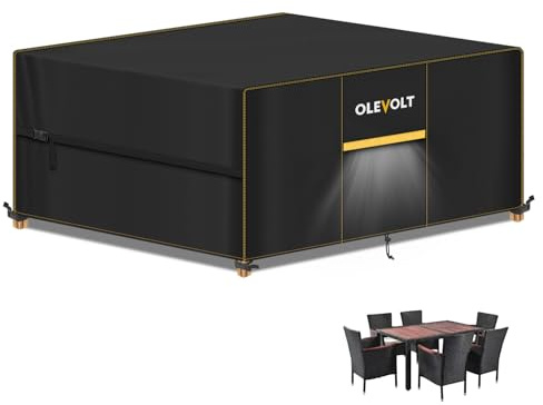 OLEVOLT Housse Salon de Jardin Exterieur Housse Table de Jardin Imperméable | Bâche de Protection pour Chaise Meubles Étanche Imperméable 420D Oxford Housse pour Table et Chaises de Jardin 180x120x74cm