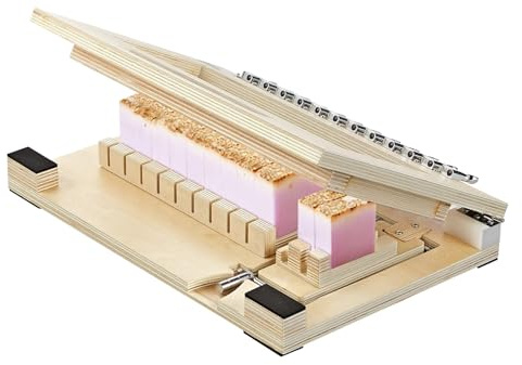 VEVOR Coupe-Savon, Coupe 1 à 12 Pains de 25 mm, Outil de Coupe de Savon Artisanal, Cadre en Bois avec Fil en Acier Inoxydable, Polyvalent pour Bricolage, Fromage, Bougies, Fils de Recharge Inclus