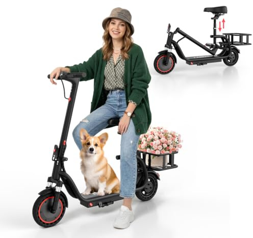 H2 Electric Scooter for Adults Trottinette Electrique Adulte 250W Brushless Motor Trottinette électrique Tout Terrain 25km/h Pliable avec Un Panier