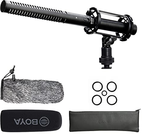 News Gathering Entrevista Micrófono Tipo cañón XLR para Canon, BOYA BY-BM6060 Micrófono Boom transmisión con Parabrisas y Soporte antigolpes para videocámaras Nikon D800 Sony Youtube