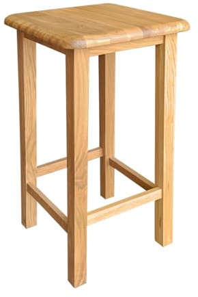 Hallowood Furniture Waverly Oak Bar Stool in Light Oak Finish, Solid Wooden Stool with Footrest, Ideal for Kitchen Island, Breakfast Bar, Dressing Table, Living room or Hallway