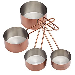 MasterClass Measuring Cups, Copper Effect Measuring Cups for Baking, Stainless Steel, Set of 4, Tagged, Silver/Brown