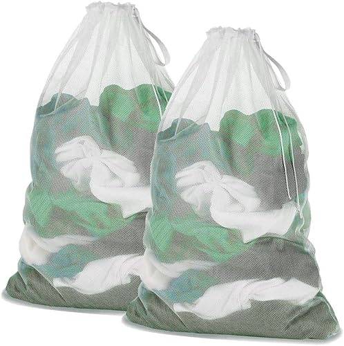 Meowoo 2Pcs Laundry Bags with Drawstring,60×90cm | Mesh Laundry Bags for Delicates,bra, lingerie, socks, tights, stockings and baby clothes