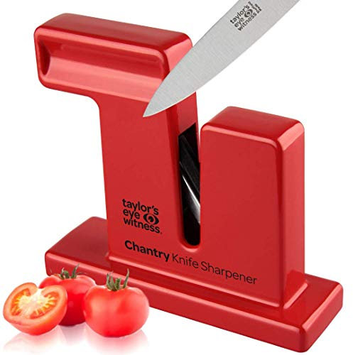 Taylor’s Eye Witness Chantry Knife Sharpener - Pillar Box Red Manual Kitchen Knife Sharpener. Sharpens Plain or Serrated Knife Blades. Requires No Batteries or Mains Electric. UK Craftsmanship.
