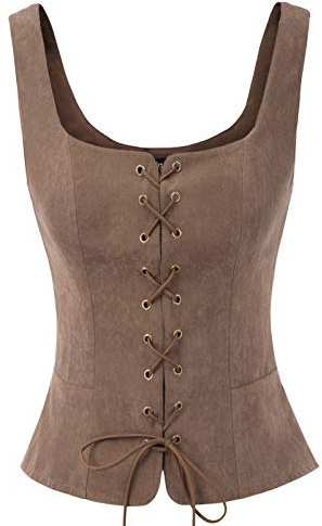 Scarlet Darkness Womens Victorian Steampunk Waistcoat Gothic Vest Tops Cofee L