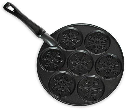 Nordic Ware Disney Frozen II Snowflake Pancake Pan, Cast-Aluminium Pancake Frying Pan, Pancake Pan for 7 Pancakes, Mini Pancake Maker - Black