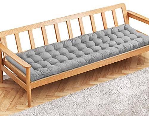 PLULON Garden Bench Cushion, 2 3 Seater Seat Pad Garden Bench Pad Porch Swing Chair Cushion Bench Pad Mat Rectangle Seat Cushion Pad for Garden Patio Lawn Lounger Bench 120x48cm (Grey)