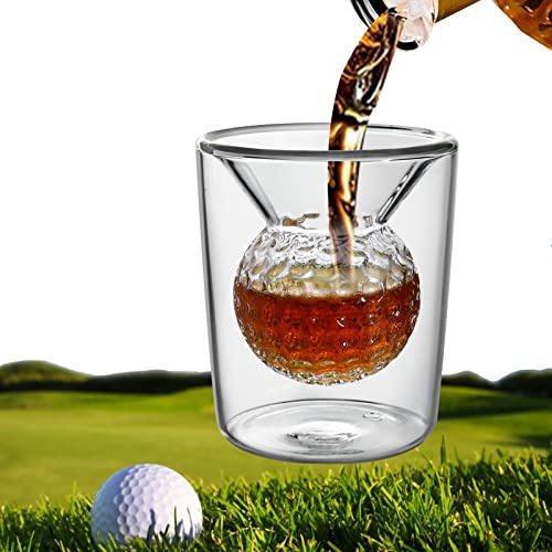 Golf Gifts for Mens Golfers, Whiskey Glass with Golf Ball Shape Embedded Novelty Whisky Glass Perfect for Bourbon, Scotch, Rum, Tonic, Cocktails Personalised Whisky Glass Birthday Gifts