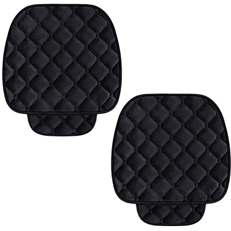 ALI2 2 Pièces Coussin de Siège Auto en Velours Housse de Siège Auto Confortable Housse de Siège Universel Protecteur de Siège Avant Noir