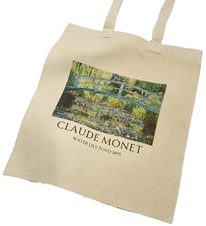 Claude Monet Water Lily Pond Tote Bag with Title