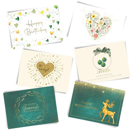 MOREEZ® Grußkarten [25 Karten Für Jeden Anlass] Hochwertige Glückwunschkarten, Geburtstagskarten, Karten zu Ostern, Hochzeit, Geburt, Weihnachtskarten, Trauerkarten uvm. Bestelle Jetzt!