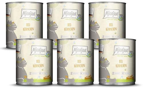 MjAMjAM – Premium Nassfutter für Katzen - natürlich lecker – Bio Hühnchen, 6er Pack (6 x 800g), getreidefrei mit extra viel Fleisch