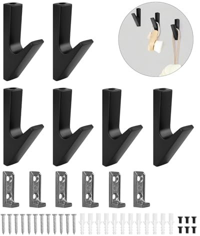 KINHARD 6 Stück Kleiderhaken Wand – 16mm Akustikpaneele Haken, Garderobenhaken Matt丨Schlüsselhaken Robust und Platzsparend, Wandhaken Garderobe für Wohnzimmer, Schlafzimmer, Badezimmer und Küche