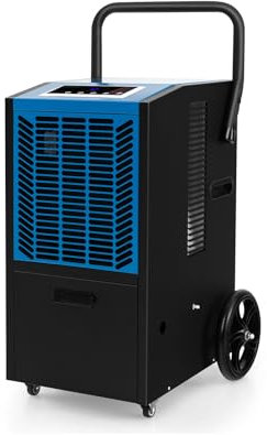 GOPLUS Déshumidificateur d'air 66 L, 355 m³/h, Minuterie 24 H, Déshumidificateur Professionnel avec Poignée & Roues, Pompe, Tuyau pour Dégâts d'Eau, pour Sous-Sol, Entrepôt (Bleu)