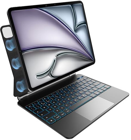 pankeybd Keyboard Case for iPad Air 13 inch (M3 2025 / M2 2024) and iPad Pro 12.9 inch(6th,5th,4th,3rd Generation),7 Colour Backlit, Multi-Touch Trackpad, Floating Magnetic Design, Black
