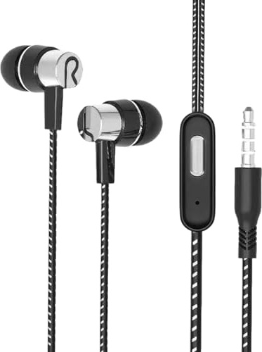Yiohejy Auriculares con cable para teléfono, auriculares deportivos de graves pesados de 3,5 mm, auriculares con cable de sonido estéreo de alta fidelidad, con micrófono, ligeros y portátiles para