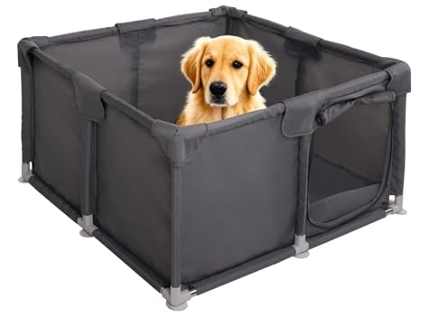 FADEYJ Puppy Playpen Indoor for Small Pets, 37x37x18.5 Dog Playpen with Zipper Door, Portable Oxford Fabric Pet Pen Anti-Tipping Design for Puppies, Kittens, Rabbits