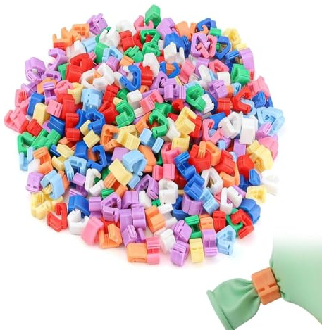 300 chiusure per palloncini, chiusura a clip, per palloncini, matrimoni, palloncini (multicolore)