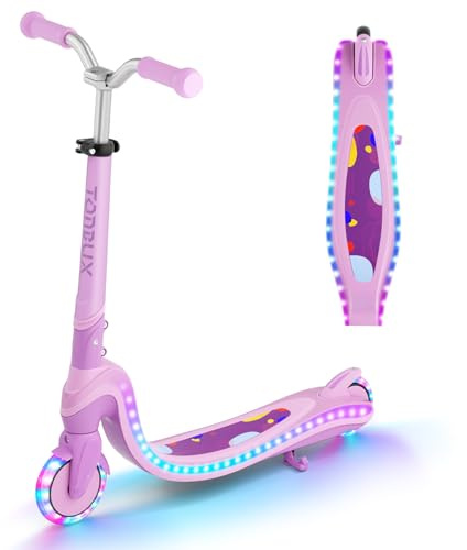 TONBUX Trottinette pour Enfants de 3 à 12 Ans, avec Planche Lumineuse Cool et Roues en Polyuréthane, Hauteur Réglable en 3 Niveaux, avec Support, Légère, Trottinete Enfants de 3 Ans