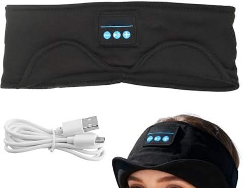 Sleep Headphones - Side Sleepers Eye Masque, Sweat-Resistant Music Headband | Sleep Headphones With Built-In Speakers For Women Men Workout Running Travel Yoga Meditation Sports Cool Gadgets