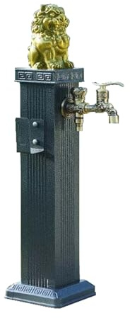 Genérico Fuente de Columna Antigua para jardín Exterior con Grifo: Elegante Fuente Independiente con Soporte metálico para Manguera para Patio, terraza y decoración de césped.