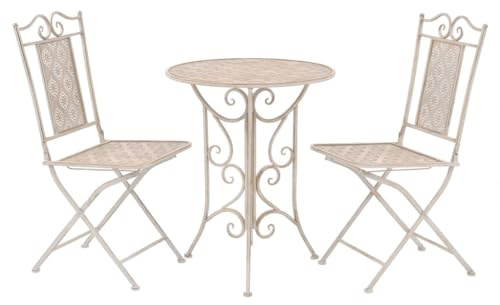 SKTQYQO Ensemble de Bistro 3 pcs en Acier Blanc Meubles de jardin Ensemble d'extérieur Convient pour les balcons