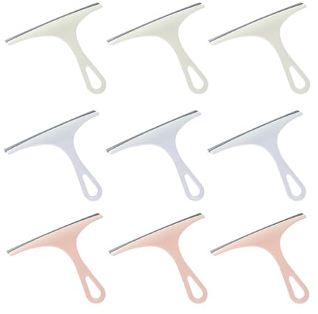 DEARMAMY 9pcs Window Squeegee Set Nordic Blue, Green, Pink – Car Window Cleaner, Glass and Mirror Wiper for Windscreen and Bathroom Cleaning