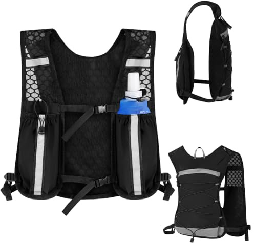 AOOSA Chaleco Running con Bolsa de Agua 500ml , Mochila Hidratacion Hombre Mujer Reflejo Nocturno para Deportes al Aire Libre, Correr Trail Running, Maratón, Carrera de Montaña, Ciclismo y Senderismo
