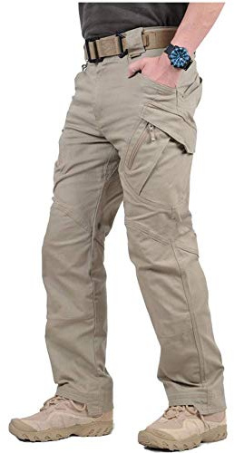 CARWORNIC Gear Men's Tactical Military Cargo Pants Stretch Cotton Outdoor Work Hiking Trousers with Multi-Function Pockets Khaki
